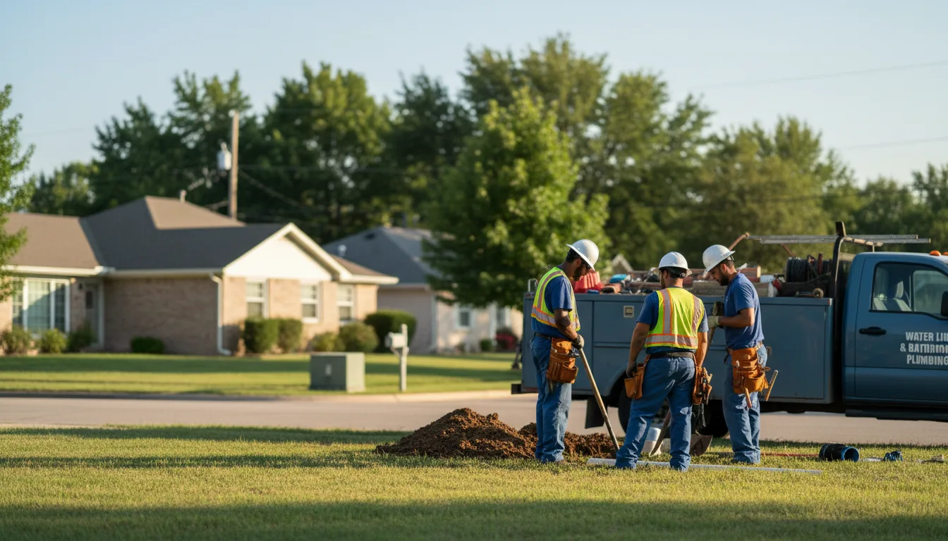 Residential water line and bathroom plumbing service in Breda, IA